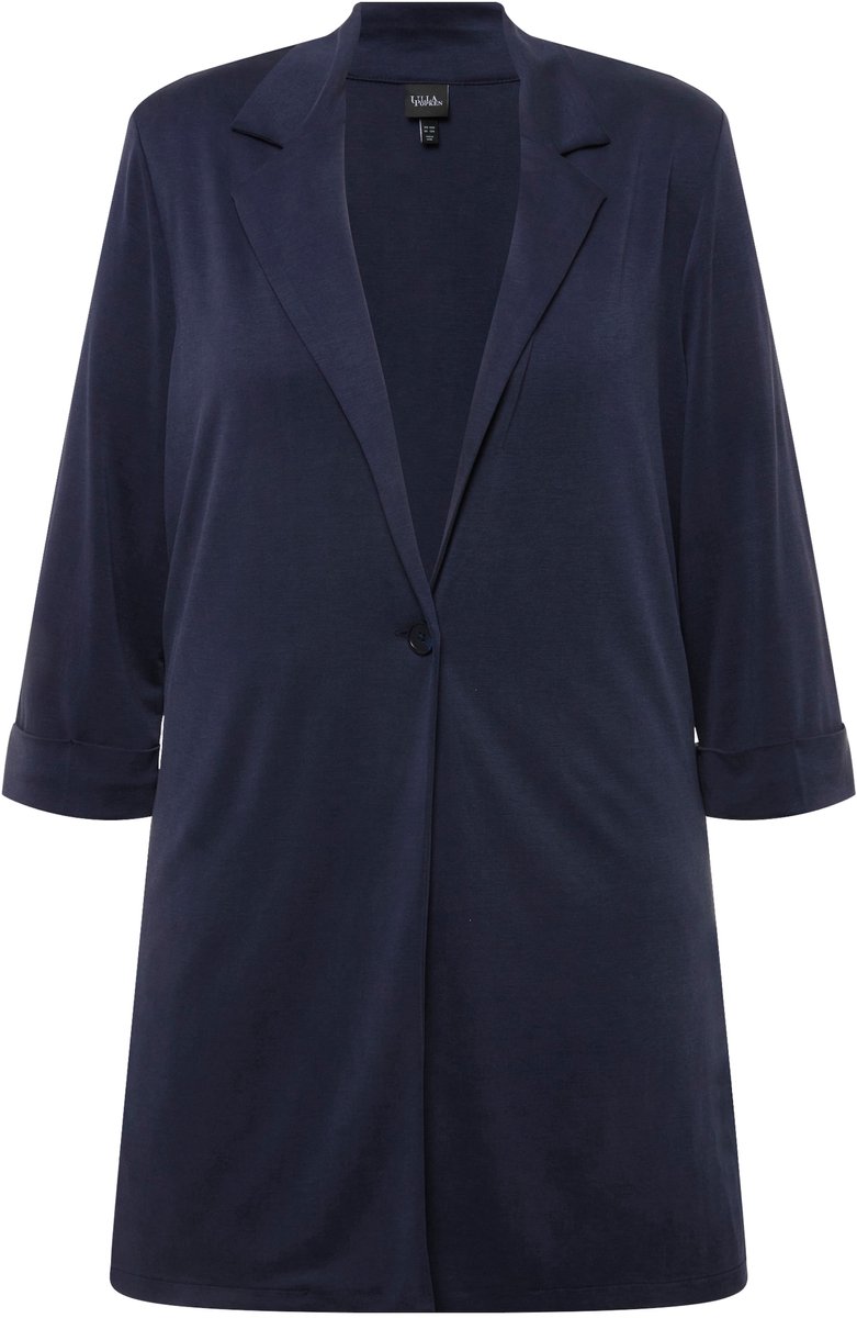 Ulla Popken - Dames - Jersey blazer reverskraag 3/4-mouwen modalmix - Marine - Maat 42+