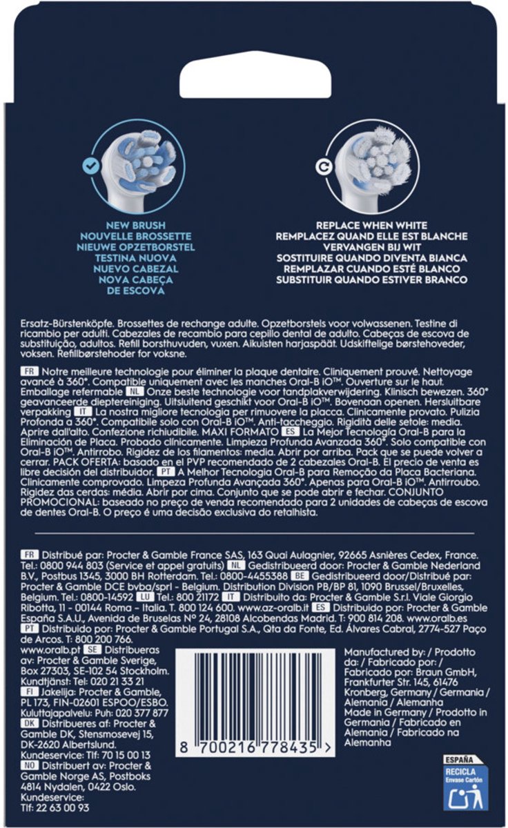 Oral-B Opzetborstels iO Ultimate Clean Wit - 6 x 8 stuks - Voordeelverpakking