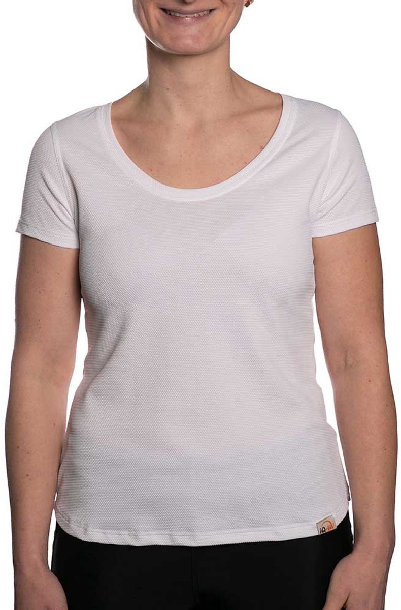 Iq-uv Uv Wave O Neck Korte Mouw Rash Guard Wit L Vrouw