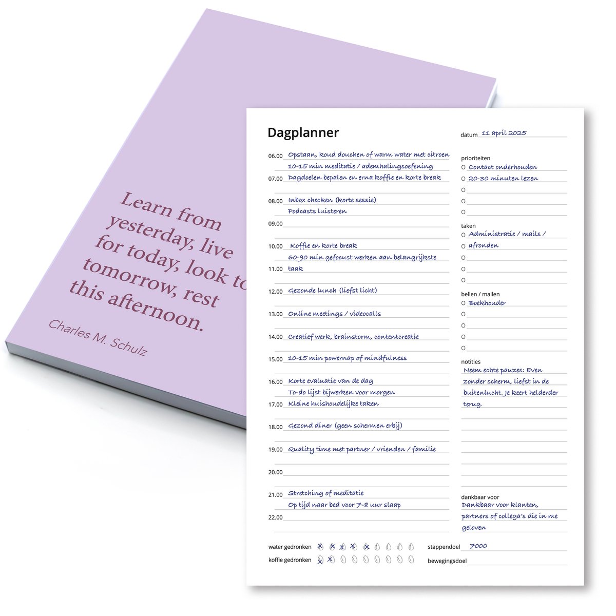 Dagplanner Roze – 50 Pagina’s – Mindset – Planner voor Focus & Productiviteit – A5 Formaat