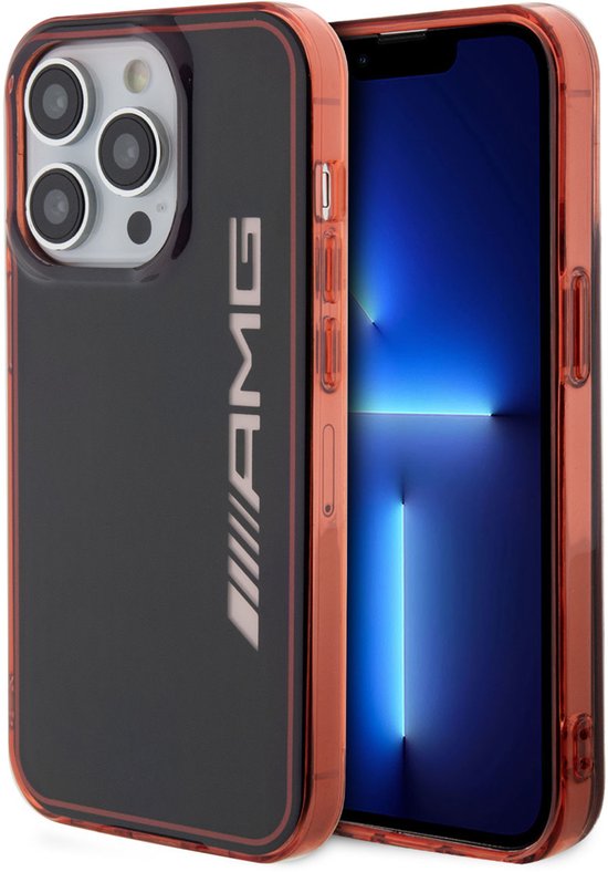 AMG Back cover - iPhone 15 Pro - Zwart - Double Layer - Schokabsorptie - Rood Frame van Merkloos — afbeelding 2