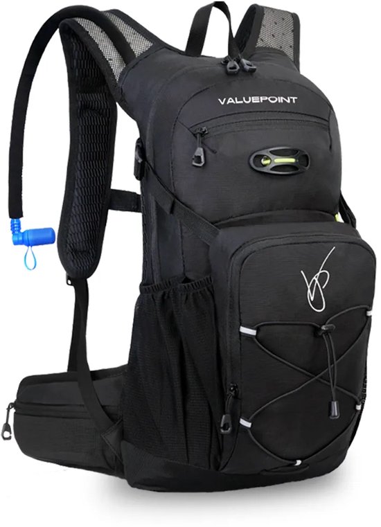 ValuePoint Outdoor Rugzak – 18L Opbergruimte – 1,5L Waterzak – Hiking- Reflecterend & Inclusief Noodfluit – Geïsoleerd- Wandelrugzak- Hydratatiesysteem en Meerdere Opbergvakken