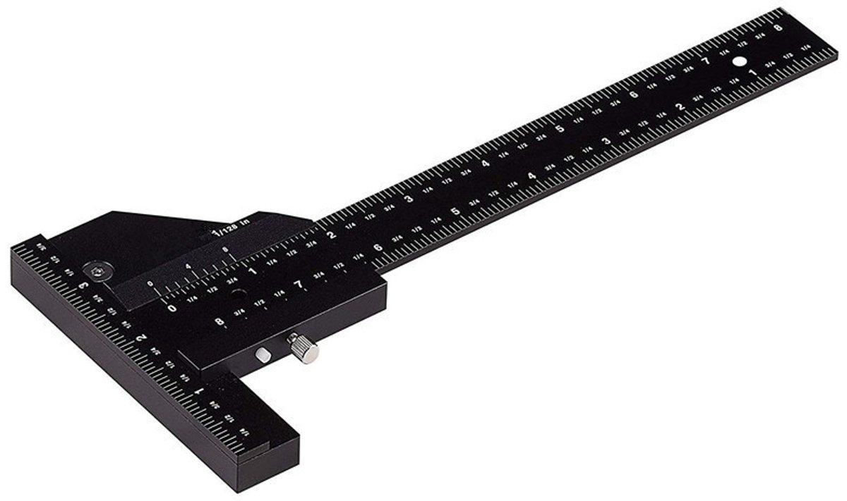Multifunctionele houtbewerkingsliniaal - T-vormige liniaal van aluminiumlegering - houtbewerkingsliniaal - schuifmaat - 280 mm markeerliniaal van aluminiumlegering