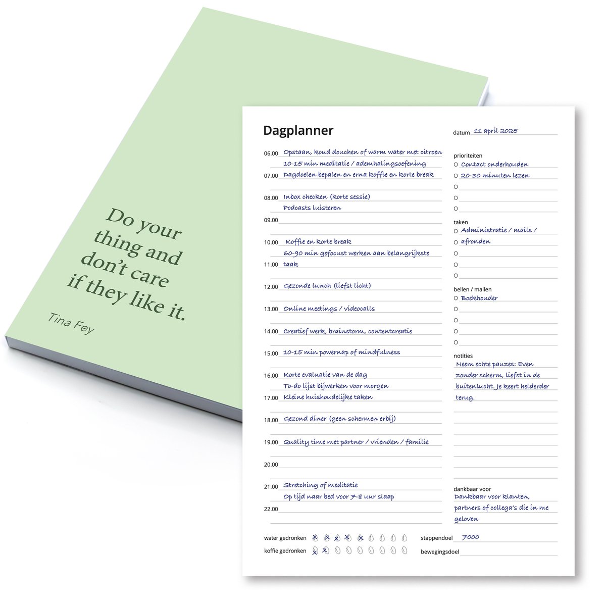Dagplanner Lichtgroen – 50 Pagina’s – Mindset – Planner voor Focus & Productiviteit – A5 Formaat