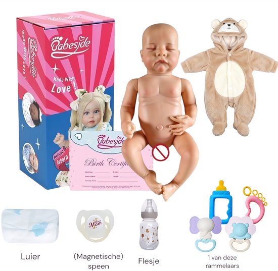 Poupée Reborn Nathan 43 Cm – Vinyle Silicone Fait Main – Avec Accessoires