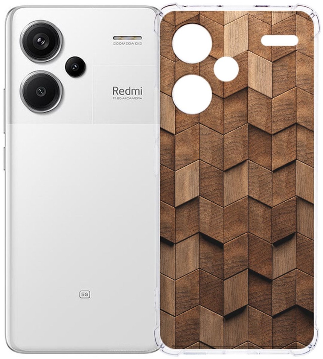 Xiaomi Redmi 13 Pro Plus Hoesje - Wooden Cubes TPU Antishock