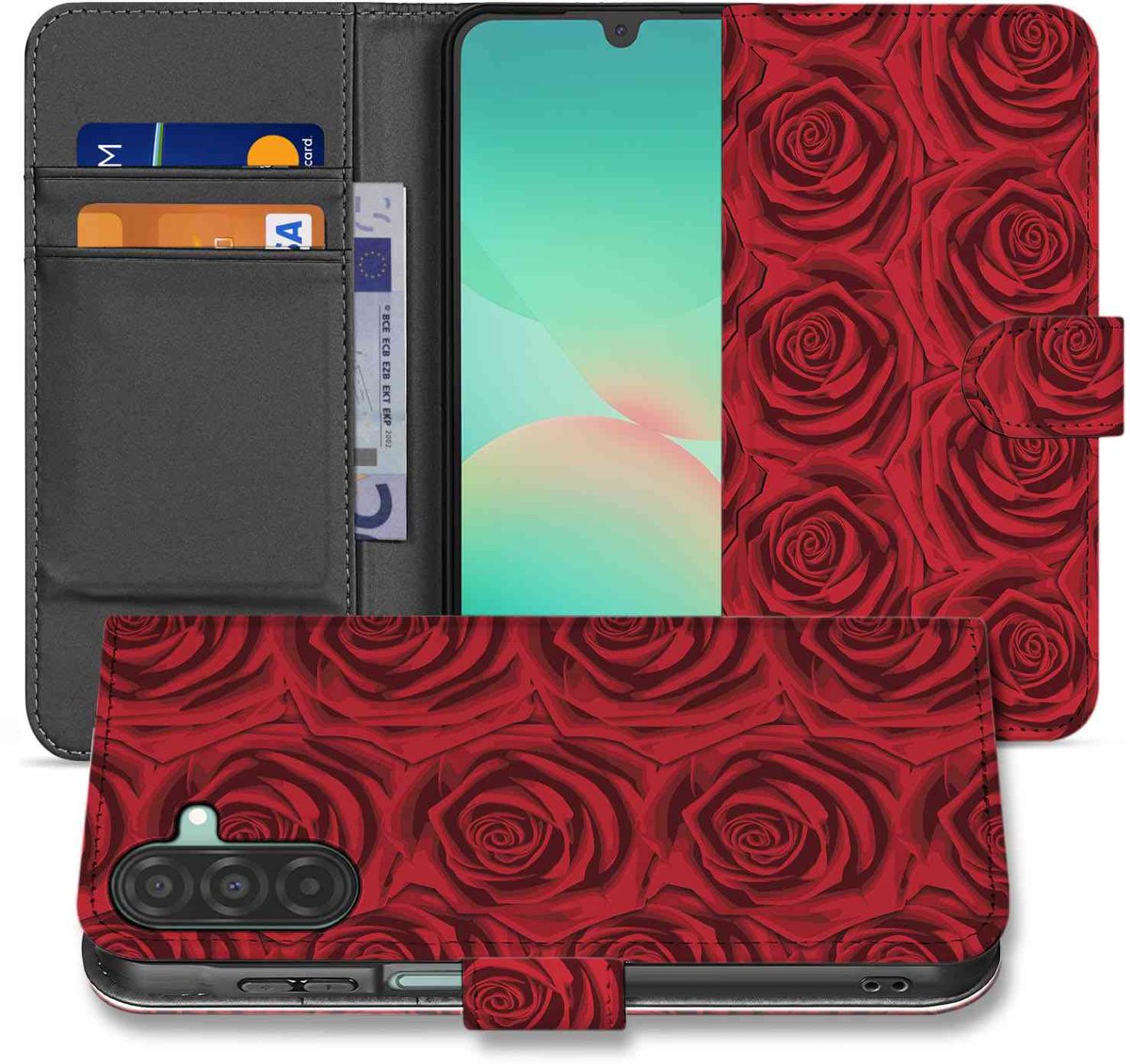 Samsung Galaxy A26 Red Roses Book Case