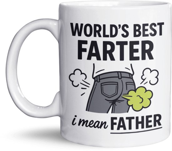 Tasse humoristique « Le Best péteur du monde » - Cadeau Humour pour papa - Vaderdag ou anniversaire - Tasse à café en céramique 325 ml - Compatible micro-ondes et lave-vaisselle - Amusant pour papa