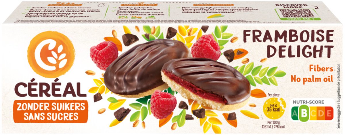 Céréal Zachte Koekjes Framboos Delight - 3 x 140 gr - Voordeelverpakking