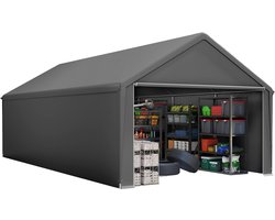 Opslagtent – Tent Overkapping – Garage Tent – Schuurtent – Carport – Met Roljaloezie – Stevig Gegalvaniseerd Stalen Frame – 3x6 Meter Grijs