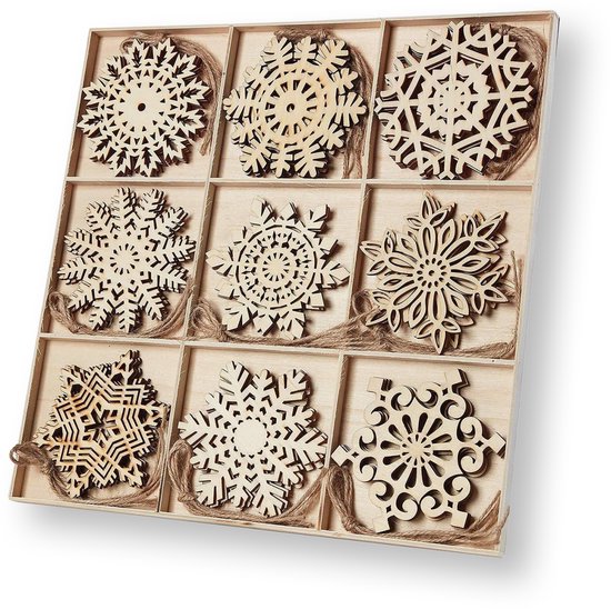 Houten kerstballen – sneeuwklokken