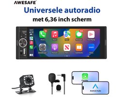 Awesafe 6,36 Inch IPS Touchscreen Autoradio - Draadloos Carplay Android Auto - Universele - 1280*480P HD Achteruitrijcamera - DSP - FM Radio - Bluetooth