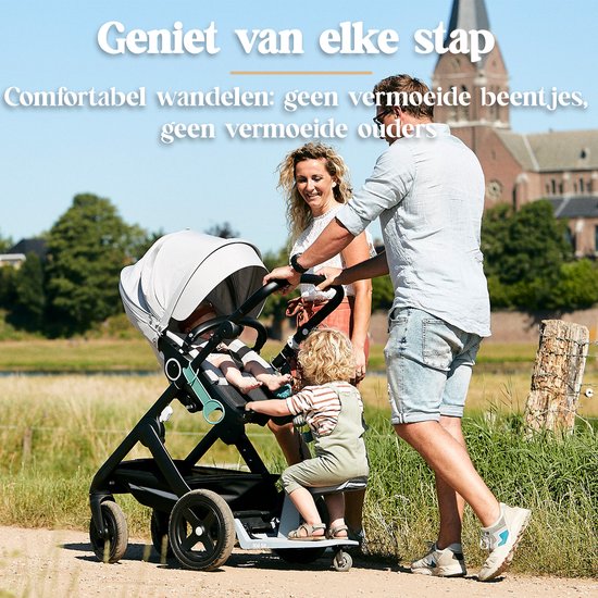 Kid-Sit Meerijdplankje - Universeel - Met Zitje - Buggyboard - Tot 4 jaar - Grijs van Kiddyloo — afbeelding 3