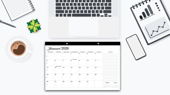Huurdies® – 18-Maanden Wandkalender – Spiraalgebonden – Enkelzijdig Bedrukt – Kartonnen Achterkant – Weeknummers, Feestdagen, Notities & To-Do (2026, A3