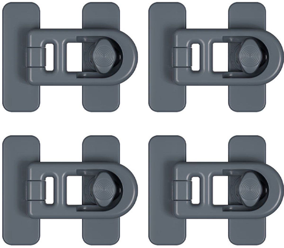 Image of 4-pack kinderveilige koelkastsloten - Sterke lijm - Boren niet nodig - Geschikt voor kasten en laden, koelkastdeuren en kastsloten - Grijs