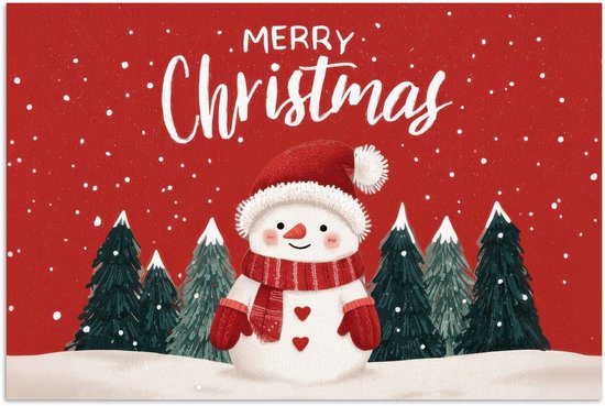 Poster 120x80 cm - Kerstgroet - Sneeuw - Rood - Posters - Kamer decoratie - Wanddecoratie woonkamer - Muurdecoratie slaapkamer - Kerstversiering - Kerstdecoratie voor binnen - Kerstmis