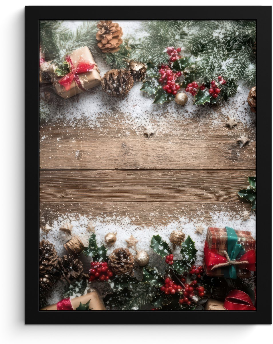 FrameYourWall Poster in lijst - Fotolijst 30x40 cm - Posters - Kerstdecoratie - Geschenken - Hout - Veelkleurig - Posterlijst zwart - Decoratie - Wanddecoratie woonkamer - Muurdecoratie slaapkamer - Kerstversiering - Kerstdecoratie voor binnen - Kerstmis