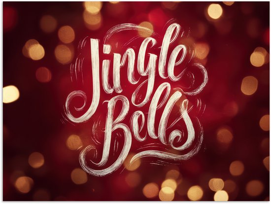 Poster 120x90 cm - Jingle - Bells - Kerst - Rood - Posters - Kamer decoratie - Wanddecoratie woonkamer - Muurdecoratie slaapkamer - Kerstversiering - Kerstdecoratie voor binnen - Kerstmis