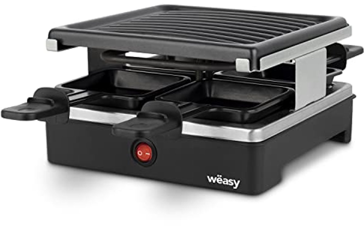 Multifunctionele Raclette en Grill voor 4 Personen met Antiaanbaklaag