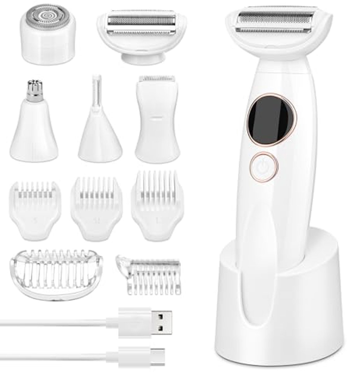 Multifunctioneel 5-in-1 damesscheerapparaat met waterdichte functie en digitaal display