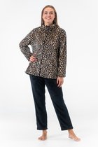 GAUBERT® Dames Fleece Huispak en Pyjama met Rits - Ochtendjas - Panterprint - Superzacht Fleece - 2330 Beige - Maat L