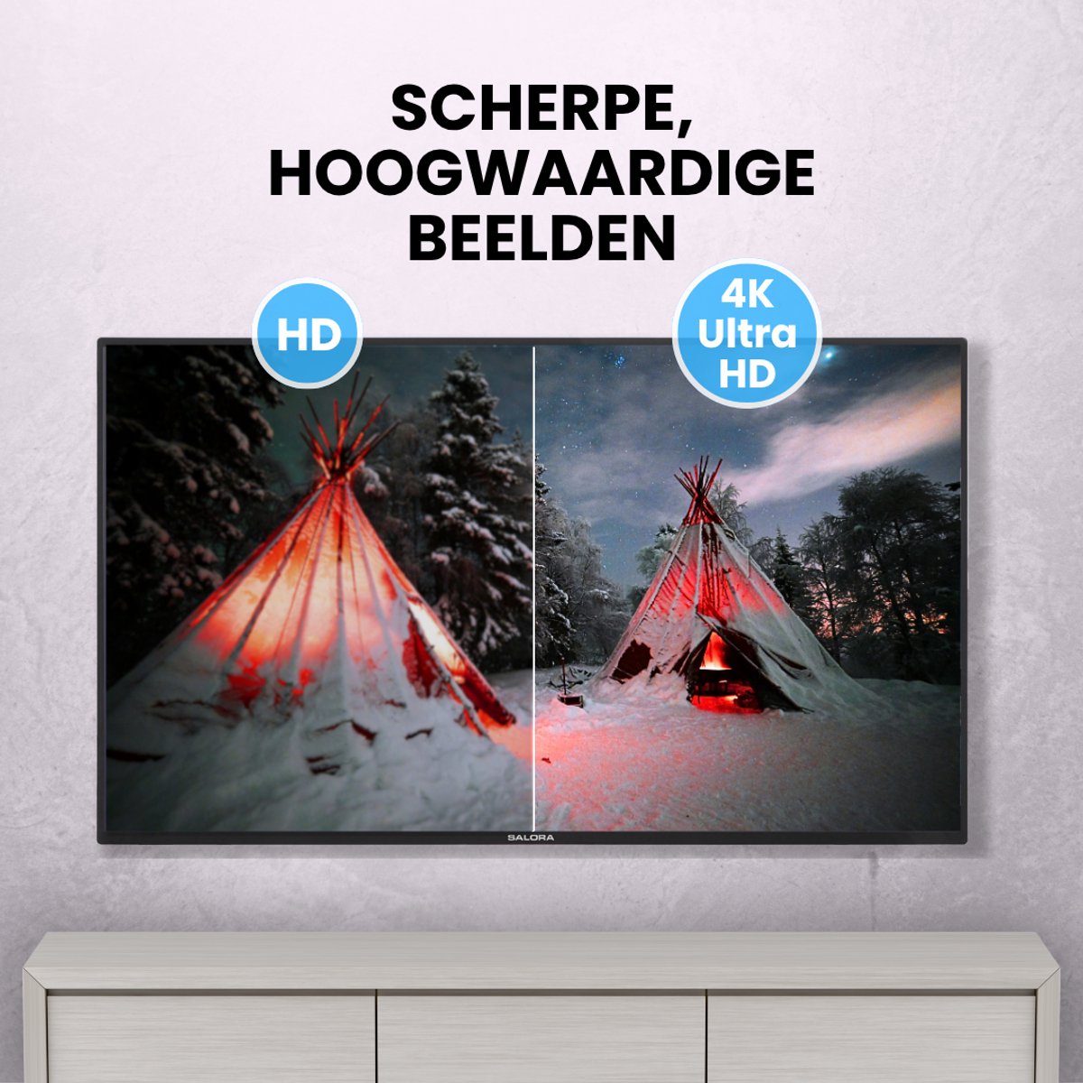 Salora FOD55UV - Smart tv 55 inch - 4K TV - 55 inch tv - Smart TV - Borderless - Zwart - 2025 thumbnail 6