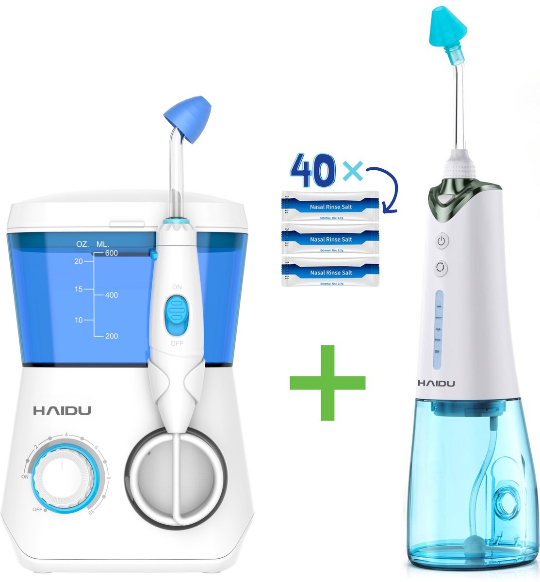 HAIDU Neusdouche Vital + Pro – Pure Breathing bundel – Neusreiniger voor volwassenen & kinderen – Verlicht verstopte neus, sinus & allergie – Complete Neusspoeling Set
