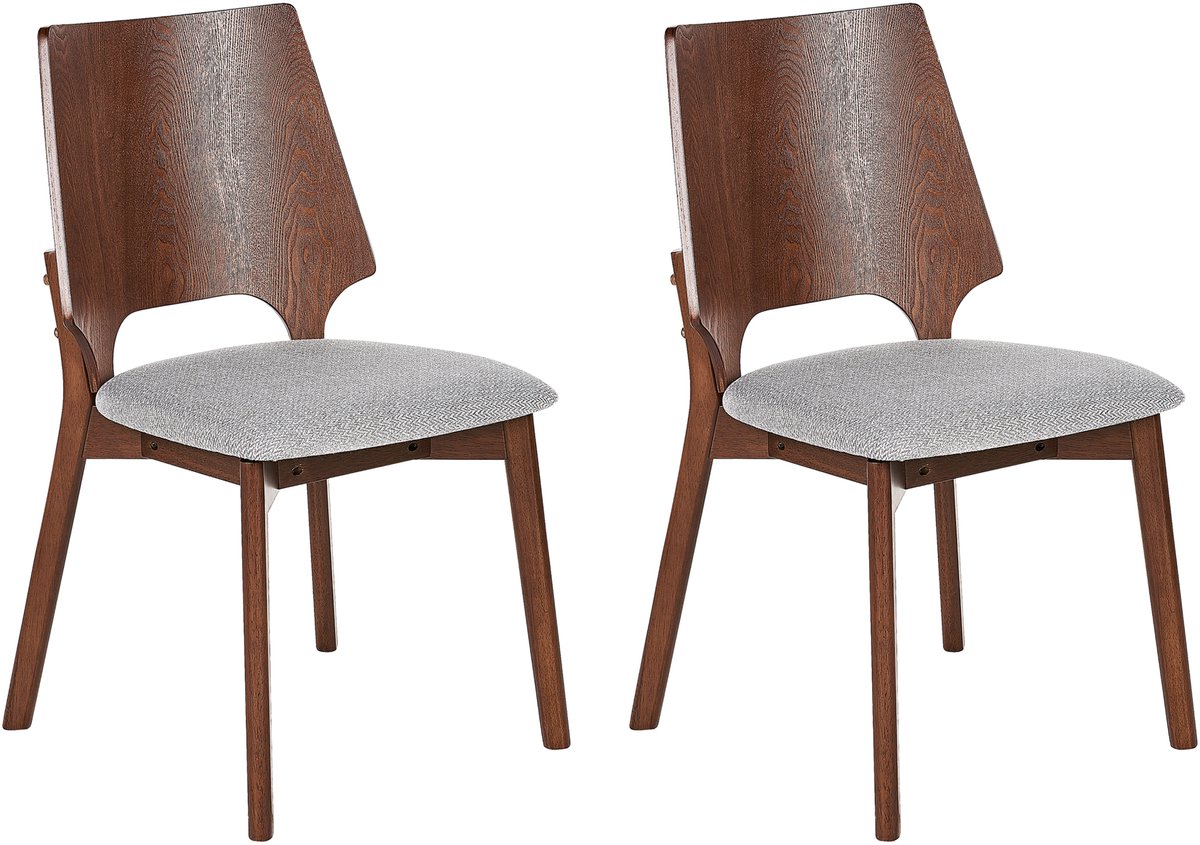 ABEE - Eetkamerstoel set van 2 - Donkerbruin/Grijs - Polyester