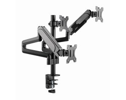 Gembird Verstelbare Triple Monitor Bureaubeugel – Full-Motion Arm voor 3 Monitoren tot 27 Inch, Ergonomisch Kantelbaar, Zwenkbaar & Rotatie, VESA Compatibel, Zwart
