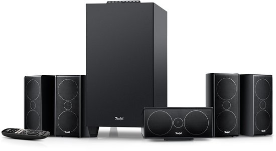 Productafbeelding Teufel CONSONO 35 Concept - 5.1 surround sound-systeem, compleet thuisbioscoopsysteem met geïntegreerde AV-receiver, Bluetooth, Dolby Audio, USB-C-geluidskaartfunctie, HDMI ARC CEC voor games, films en muziek - zwart - Beste home cinema set keuze