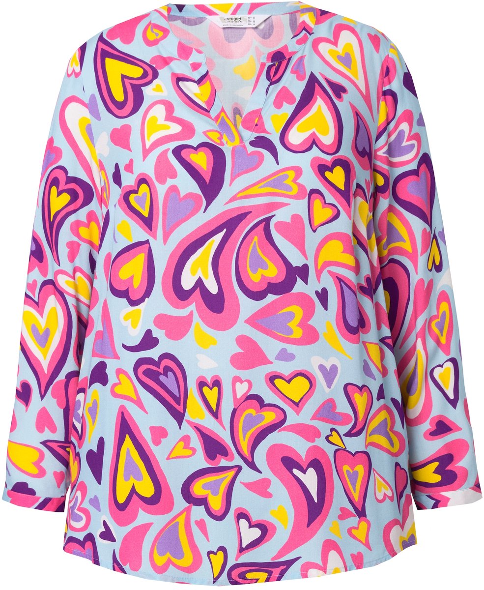 Angel of Style - Dames - Tuniek hartmotief tuniekhals lange mouwen - Hemelsblauw - Maat 44
