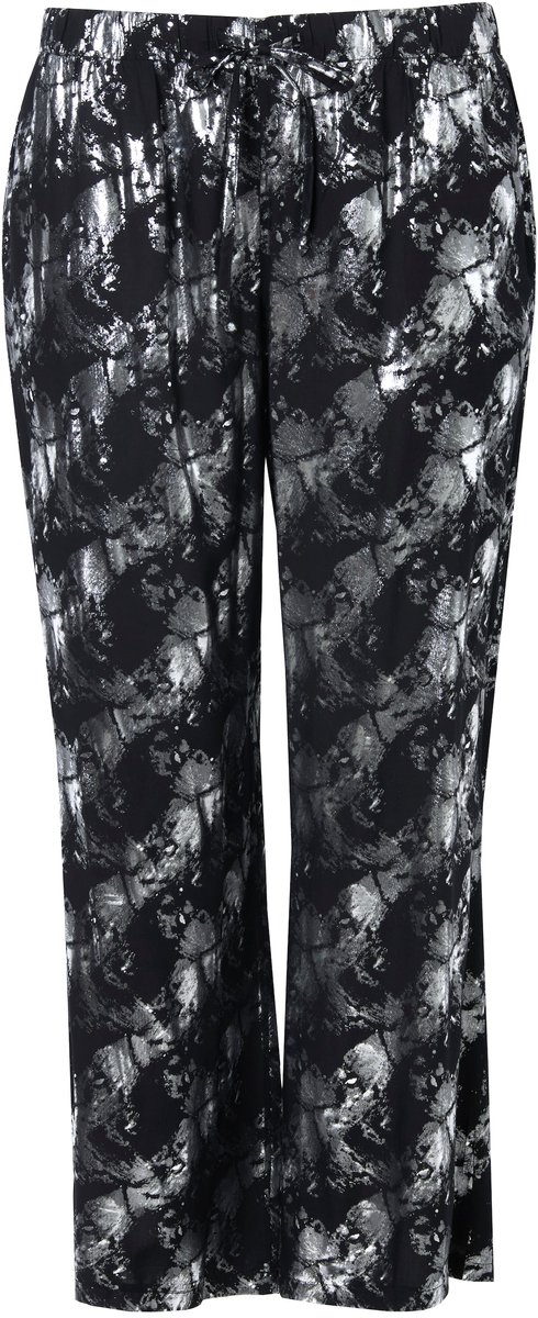 Angel of Style - Dames - Broek rechte pijpen metallic-print - Zwart - Maat 58