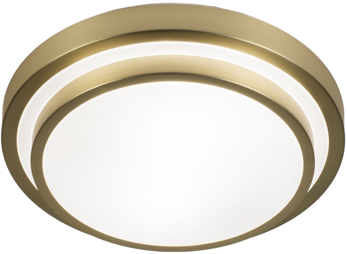 Lumidora Plafondlamp 74761 - Plafonniere - TOLEDO - 2 Lichts - E27 - Wit - Goud - Messing (kleur) - Kunststof - Badkamerlamp - IP44 - ⌀ 34 cm