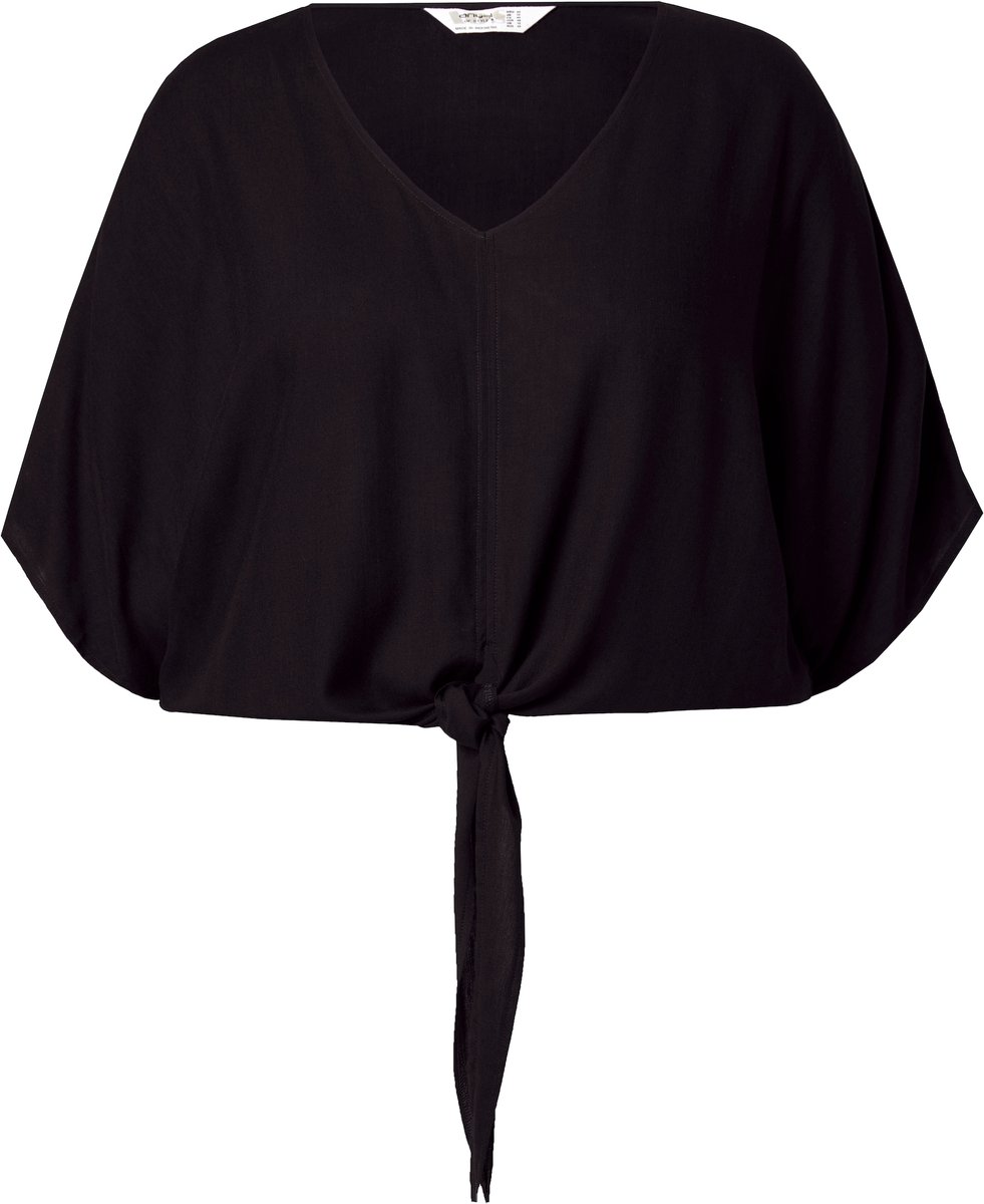 Angel of Style - Dames - Overhemdblouse sierknoop aan de zoom - Zwart - Maat 48