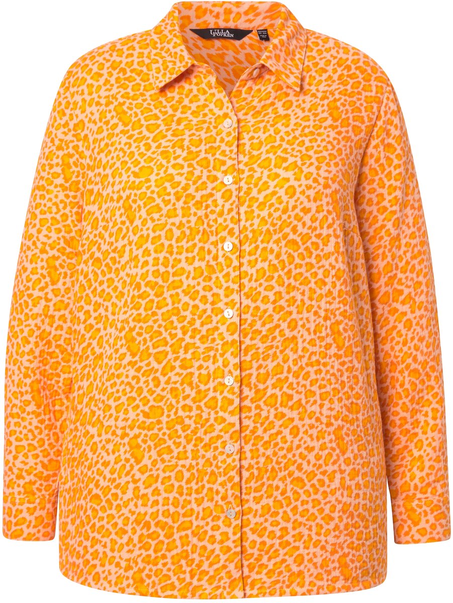 Angel of Style - Dames - Blouse oversized mousseline luipaard print - Lichtoranje - Maat 44