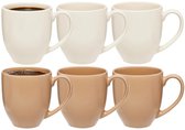 5Five Koffiemokken Venice - 6x stuks - Keramiek - in 2 kleuren - 480 ml - 9 x 11 cm - Bekers