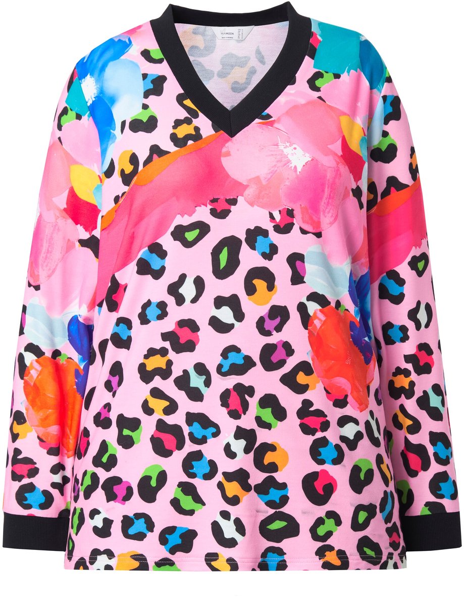 MIAMODA - Dames - Sweatshirt Regular Fit bloemmotief - Multicolor - Maat 42
