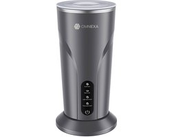 Omniexa Elektrische Melkopschuimer – 300ml - 4-in-1 Draadloos & Stil – Warm & Koud Melkopschuim – Luxe Barista Melkopschuimer met Warmhoudfunctie - Grijs