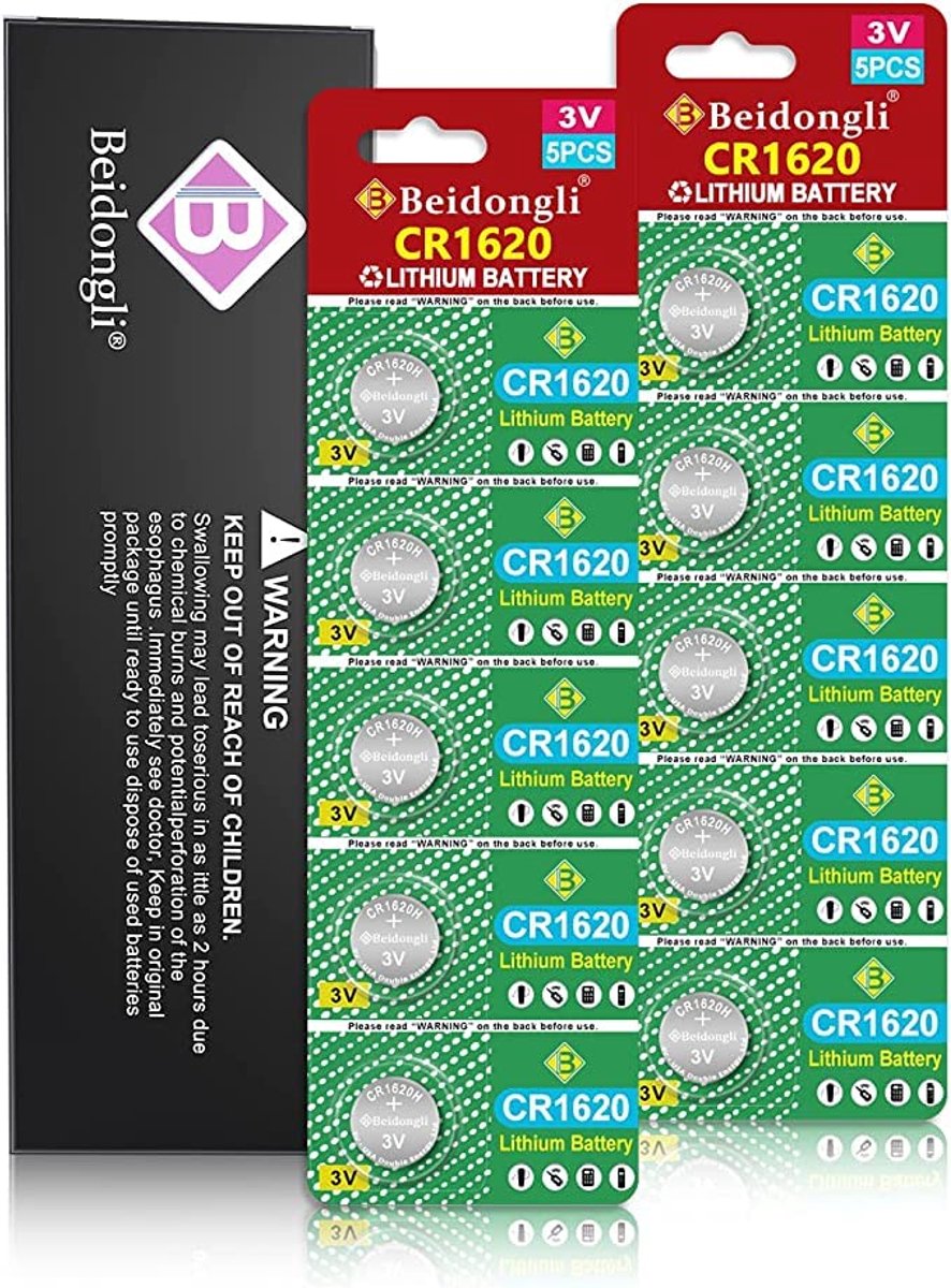 10 Knoopcelbatterijen 3V Lithium CR1620 - Langdurige Energiebron