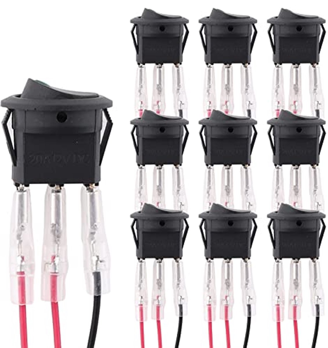 Tuimelschakelaars 10 stuks 12V 20A - Rond, Klikbare 3-polige Schakelaars voor Auto, Vrachtwagen en Trailer