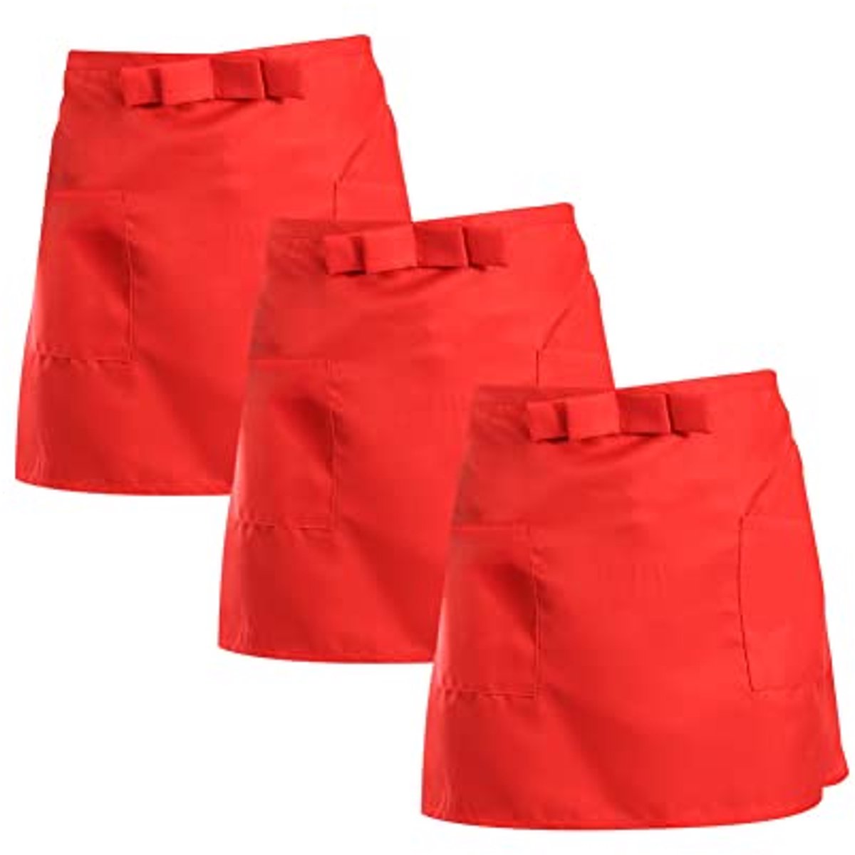 Half Kort Schort voor Koken met Diepe Zakken - 3 Stuks in Rood, Zwart of Marineblauw