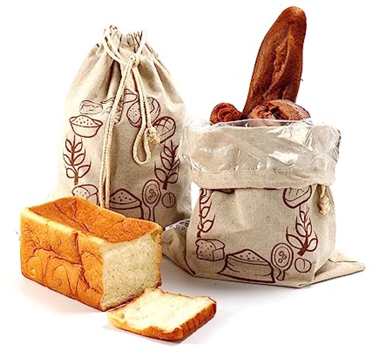 Linnen broodzakken - herbruikbare opbergtas voor brood (2 stuks, 30,5 x 40,6 cm)