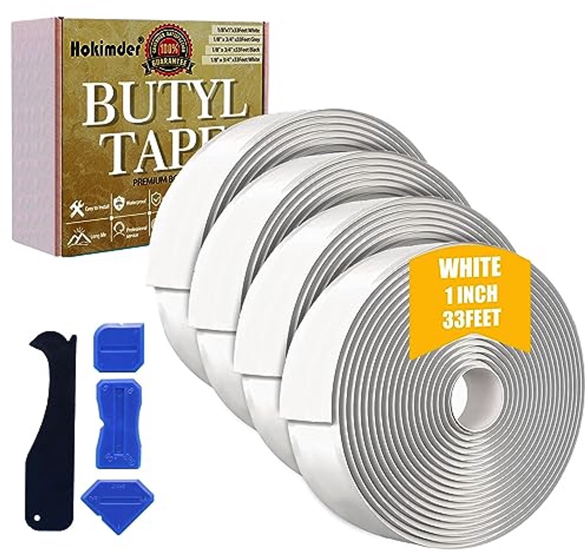 Butylafdichtingstape 1/8 inch x 1 inch - 4 Rollen voor Dak- en Raamafdichting