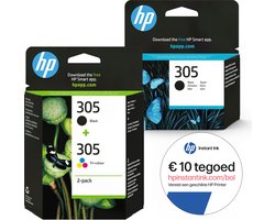 HP 305 - Inktcartridge - Origineel - Kleur & 2x Zwart - 3-pack + Instant Ink tegoed