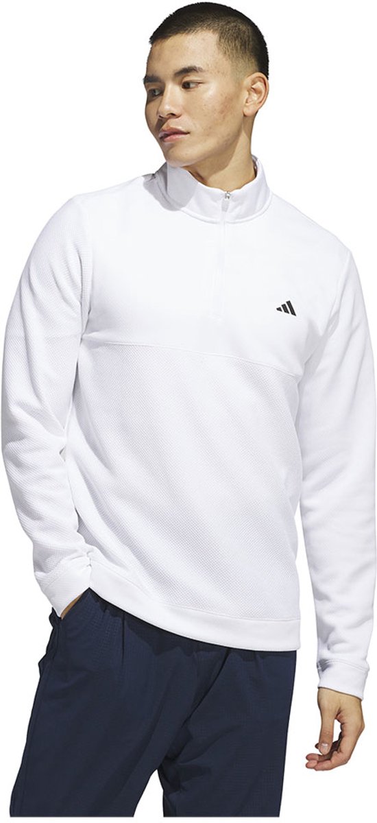 Adidas Textured Sweatshirt Met Halve Rits Man Wit