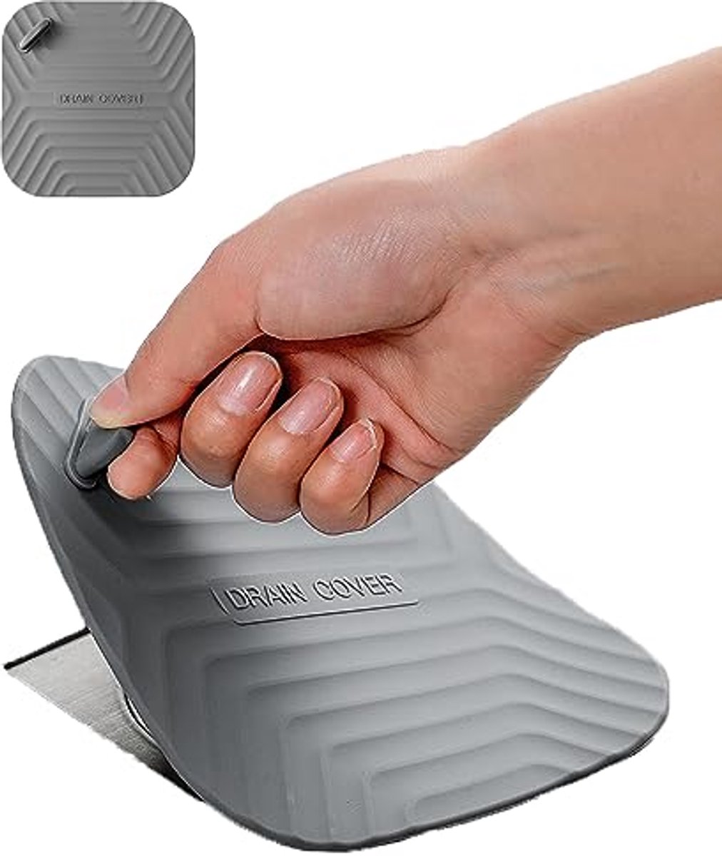 Vierkante Siliconen Afvoerputje Cover voor Badkamer - Douche Afvoer Plug en Stop voor Aanrecht 15cm Grijs