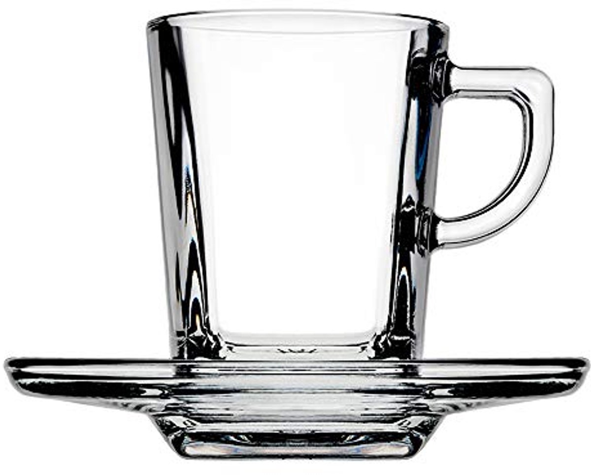 Transparante Espressokopjes met Schoteltjes - Set van 6