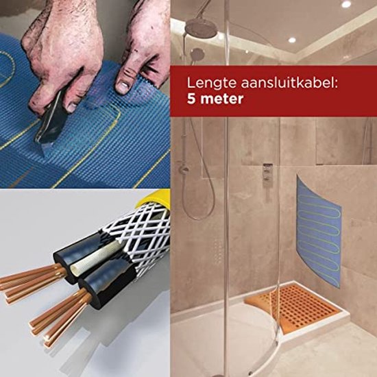 Warmcoin Elektrische vloerverwarming, pakket 160 W/m², tegels, laminaat en vinyl, 1,0 m², W40 wifi-thermostaat met comfortabele temperatuurregeling, Smart Home