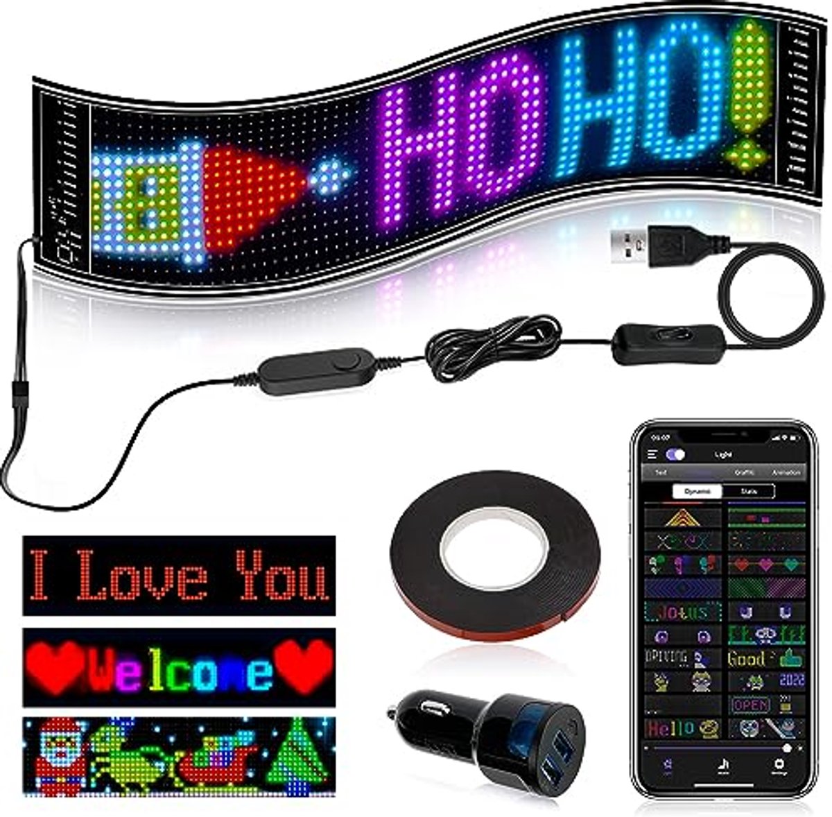 Multifunctionele RGB LED Loopletters - Programmeerbaar Bluetooth Display voor Auto, Winkel en Feest