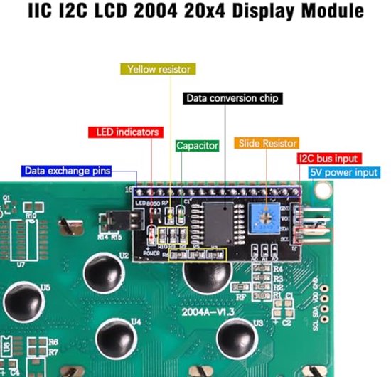 LCD Display Module 2004 16x2 Tekens Display I2C Compatibel met Arduino ...